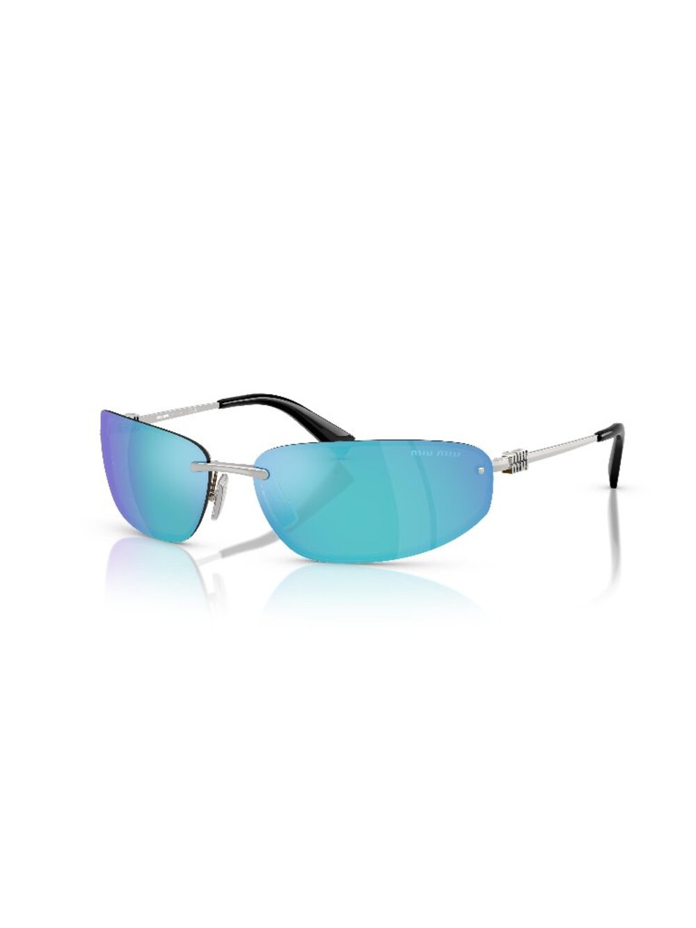 New Miu Miu Women's Sunglasses Silver Round Green Lens Metal Frame MU A50S 68